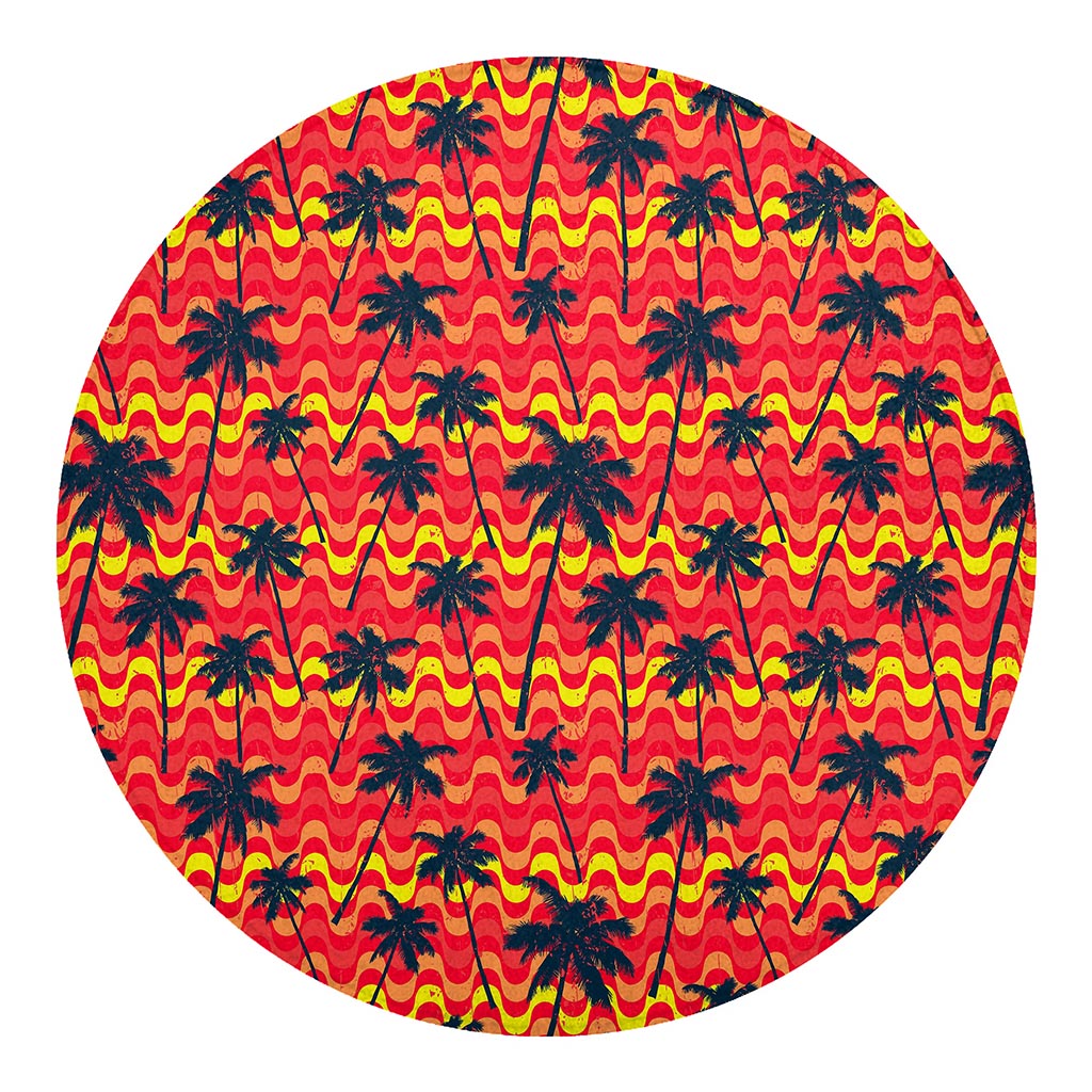 Trippy Palm Tree Pattern Print Round Blanket