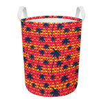 Trippy Palm Tree Pattern Print Round Laundry Basket