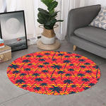 Trippy Palm Tree Pattern Print Round Rug