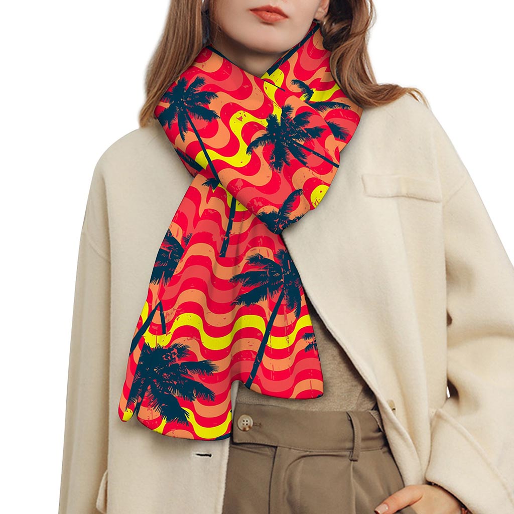 Trippy Palm Tree Pattern Print Scarf