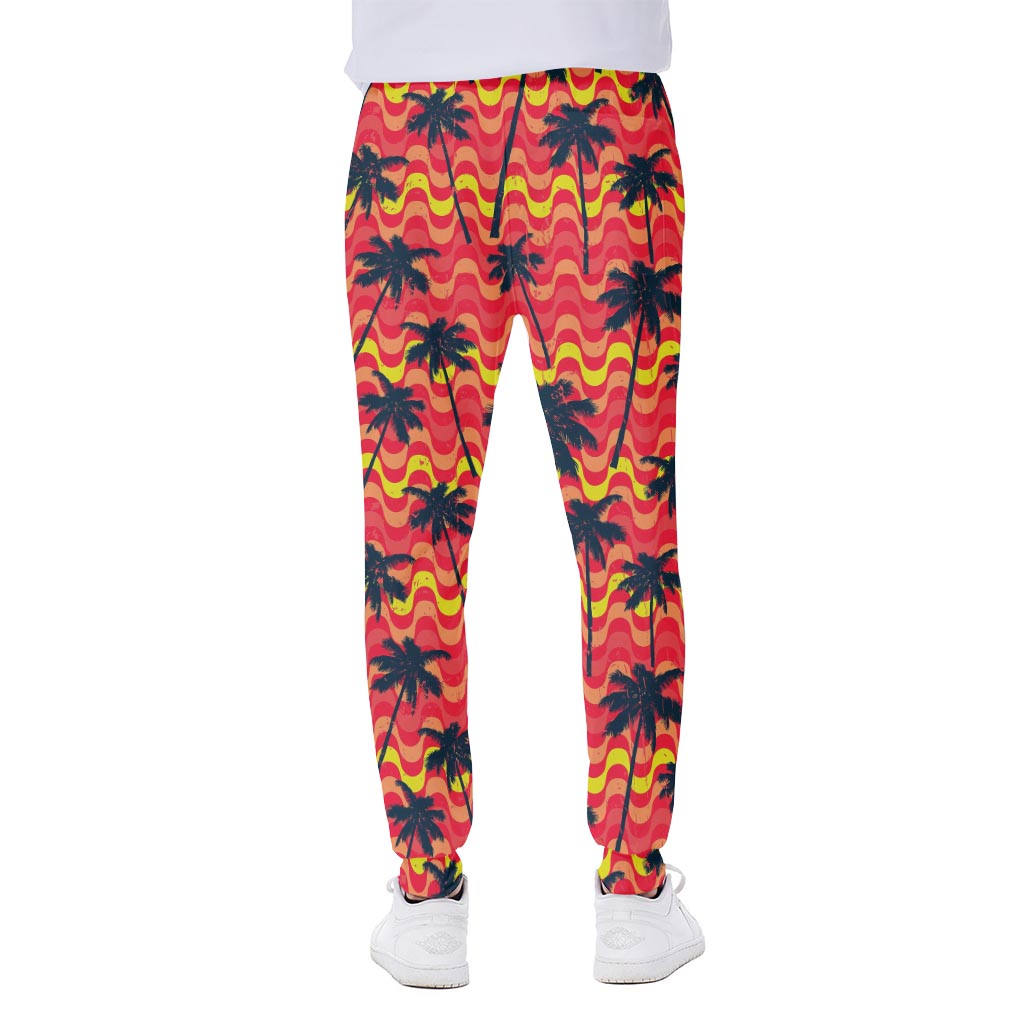 Trippy Palm Tree Pattern Print Scuba Joggers
