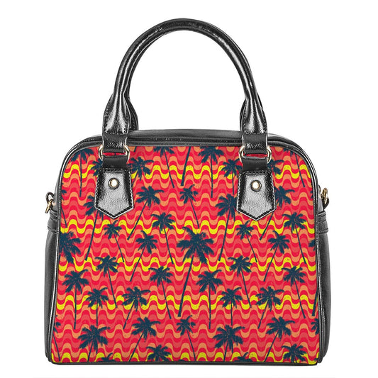 Trippy Palm Tree Pattern Print Shoulder Handbag