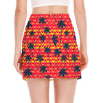 Trippy Palm Tree Pattern Print Side Slit Mini Skirt