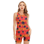 Trippy Palm Tree Pattern Print Sleeveless One Piece Swimsuit