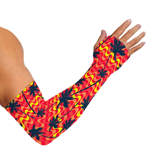 Trippy Palm Tree Pattern Print Sun Protection Arm Sleeves