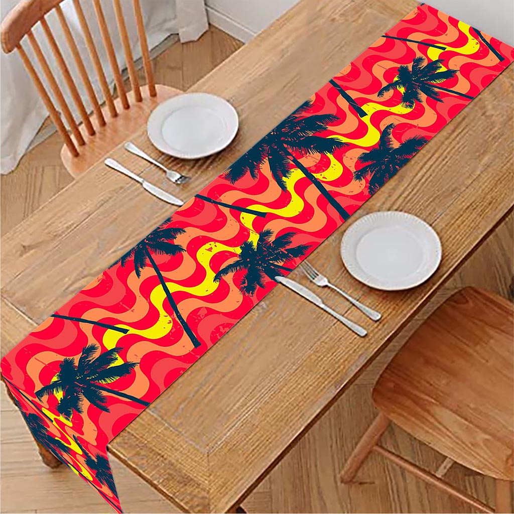 Trippy Palm Tree Pattern Print Table Runner