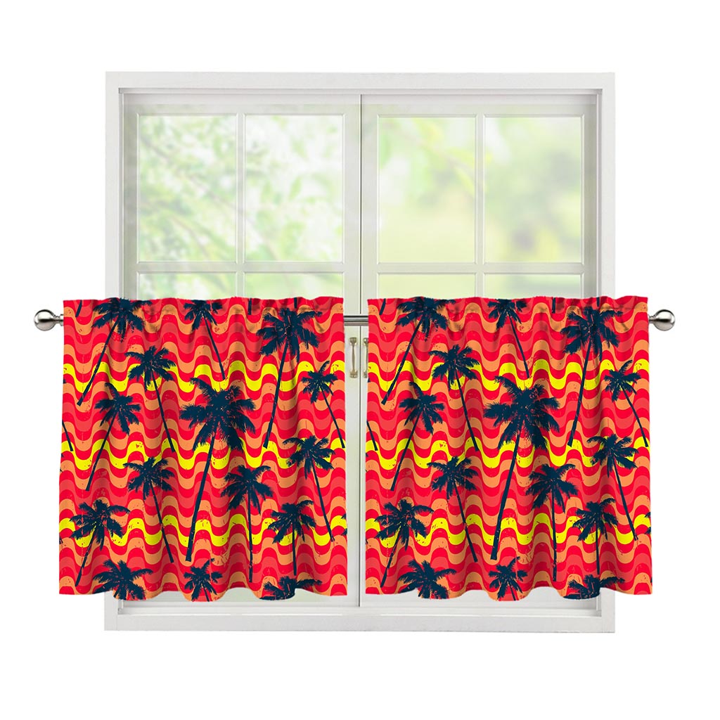 Trippy Palm Tree Pattern Print Tier Curtains