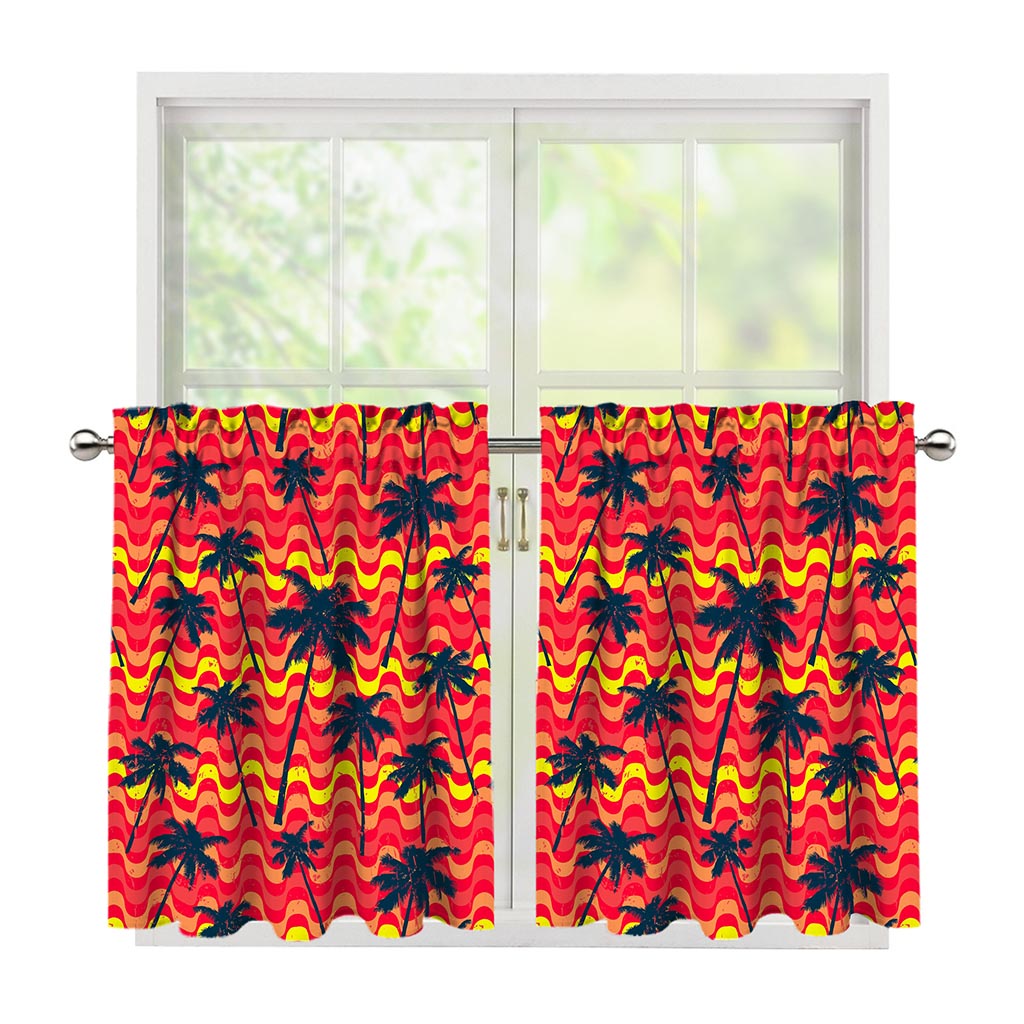 Trippy Palm Tree Pattern Print Tier Curtains
