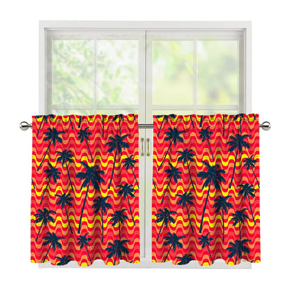 Trippy Palm Tree Pattern Print Tier Curtains