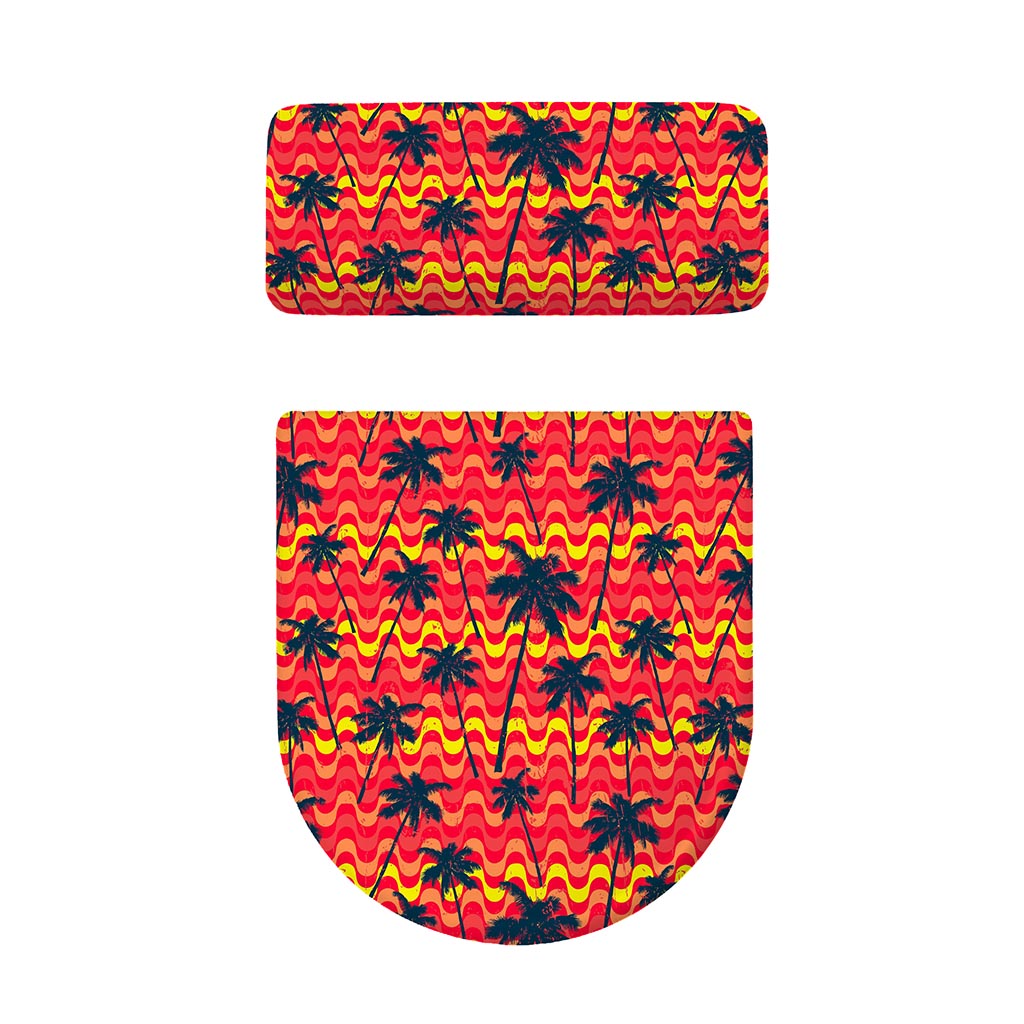Trippy Palm Tree Pattern Print Toilet Lid And Tank Cover Set
