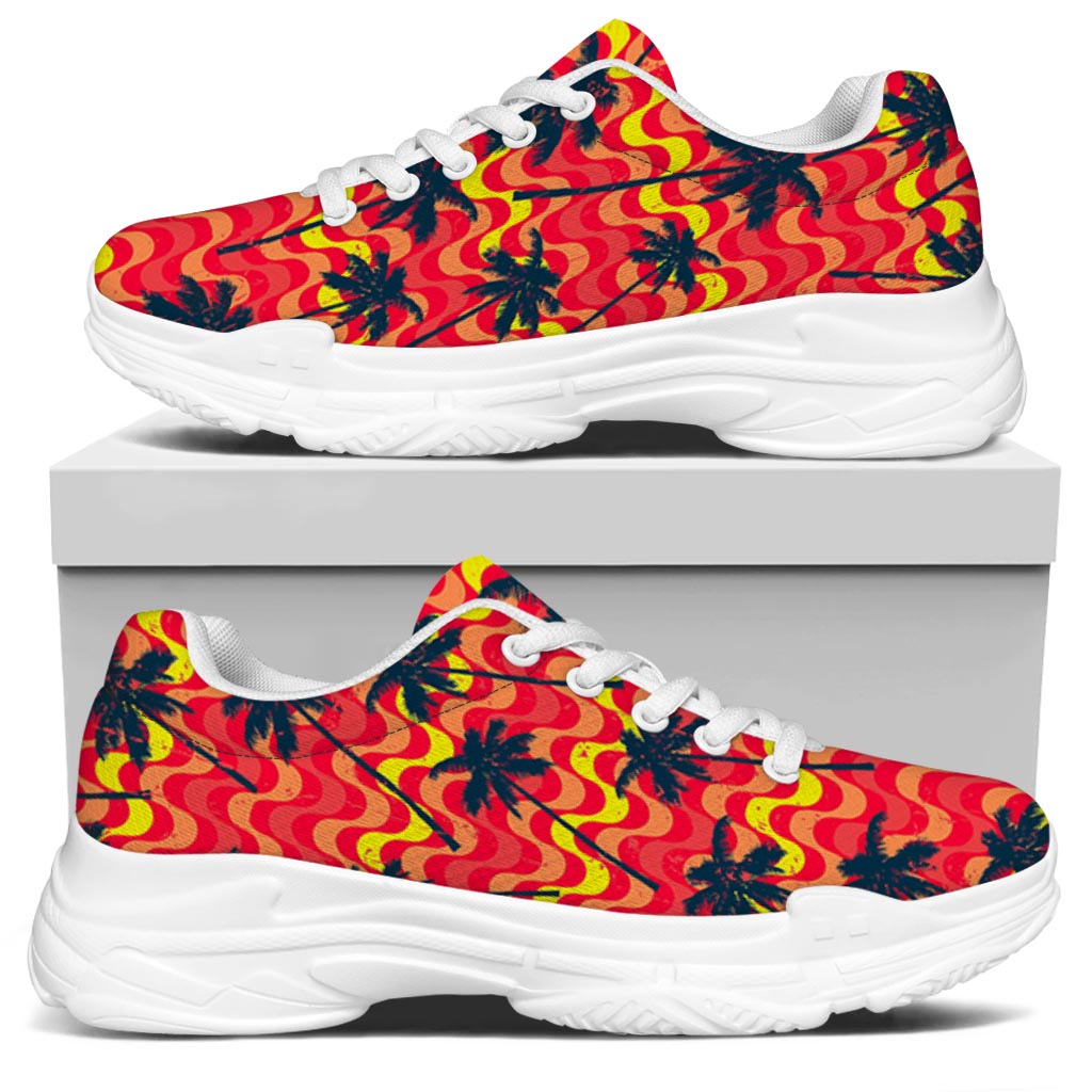 Trippy Palm Tree Pattern Print White Chunky Shoes
