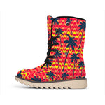 Trippy Palm Tree Pattern Print Winter Boots