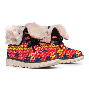 Trippy Palm Tree Pattern Print Winter Boots