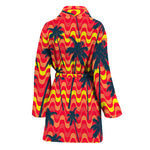 Trippy Palm Tree Pattern Print Women's Bathrobe