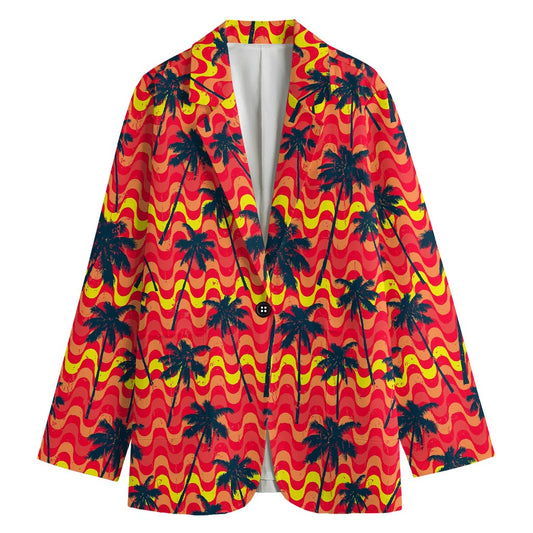 Trippy Palm Tree Pattern Print Women's Blazer