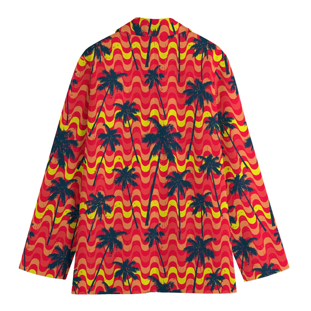Trippy Palm Tree Pattern Print Women's Blazer