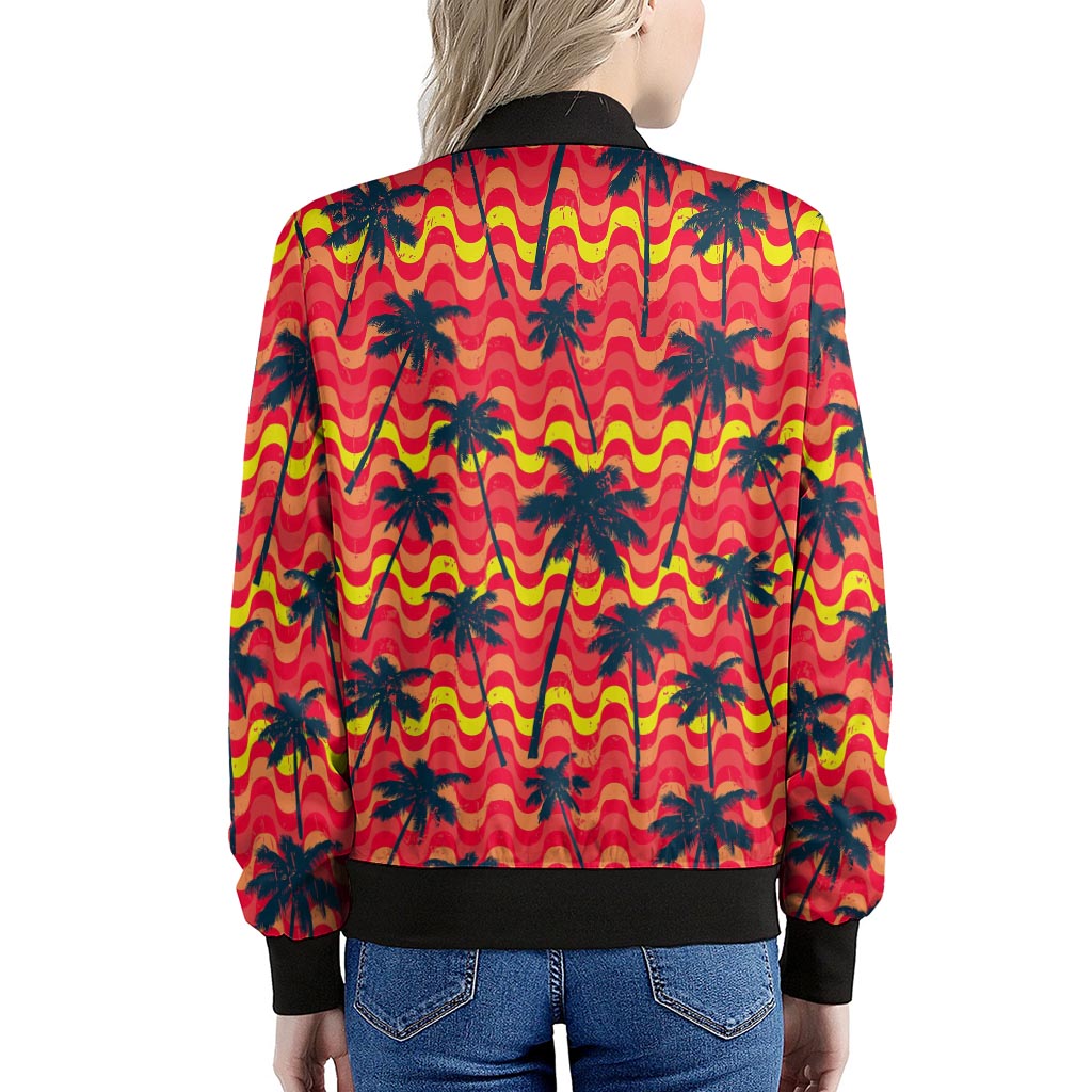 Trippy Palm Tree Pattern Print Women's Bomber Jacket
