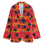 Trippy Palm Tree Pattern Print Women's Cotton Blazer