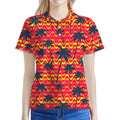 Trippy Palm Tree Pattern Print Women's Polo Shirt