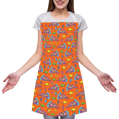 Trippy Pizza Pattern Print Adjustable Apron