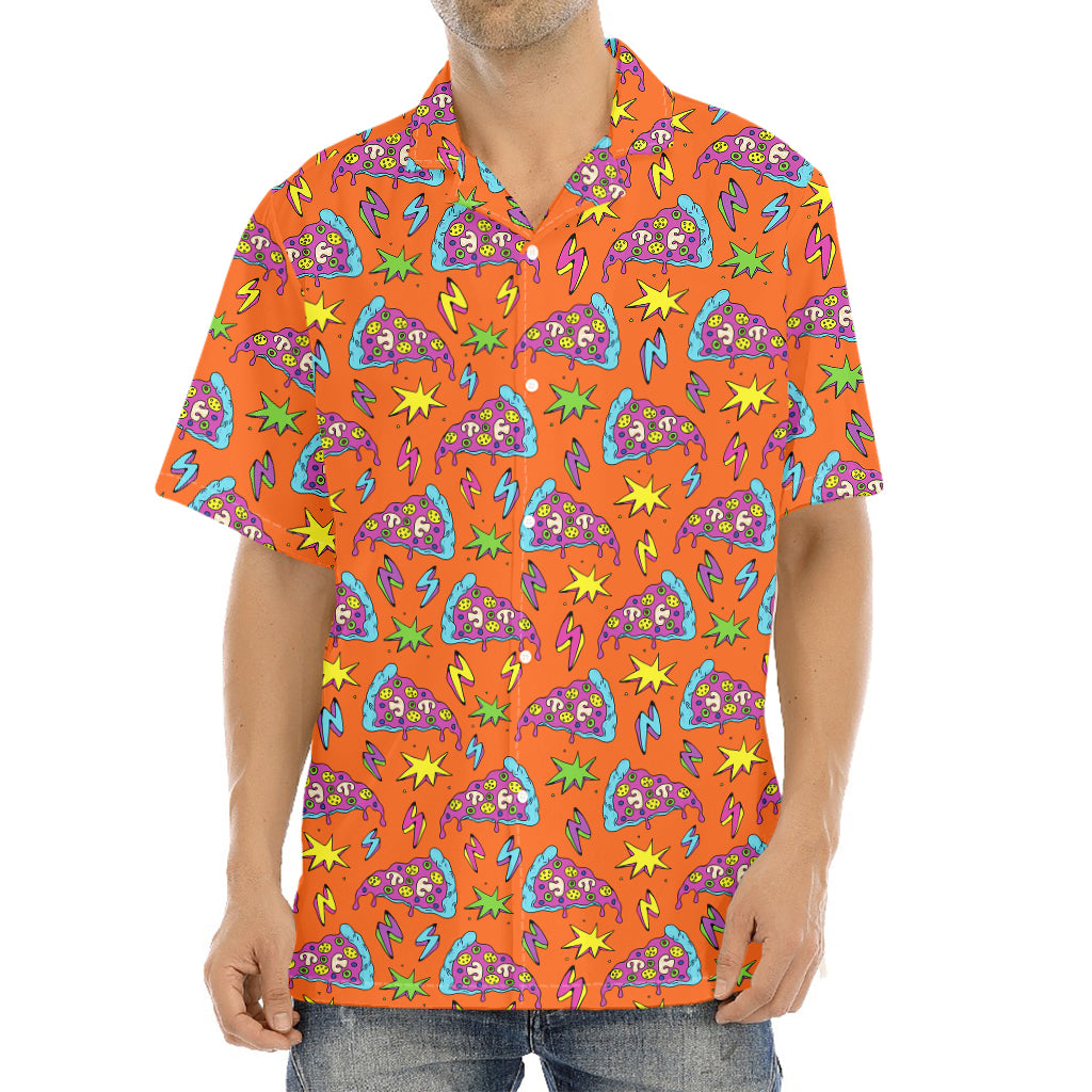 Trippy Pizza Pattern Print Aloha Shirt