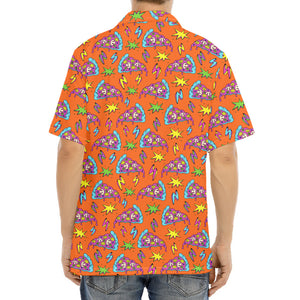 Trippy Pizza Pattern Print Aloha Shirt