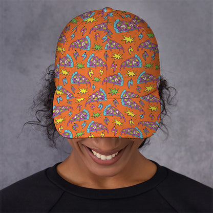 Trippy Pizza Pattern Print Baseball Cap