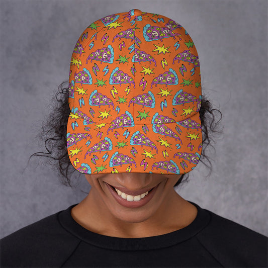 Trippy Pizza Pattern Print Baseball Cap