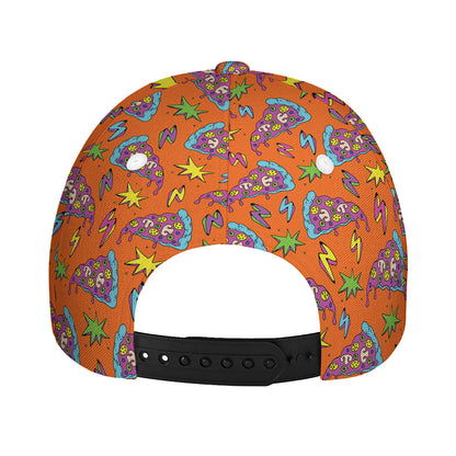 Trippy Pizza Pattern Print Baseball Cap