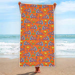 Trippy Pizza Pattern Print Beach Towel