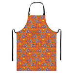 Trippy Pizza Pattern Print Bib Apron With Pocket