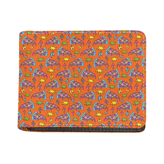 Trippy Pizza Pattern Print Bifold Wallet