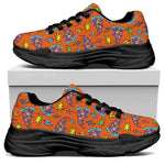 Trippy Pizza Pattern Print Black Chunky Shoes