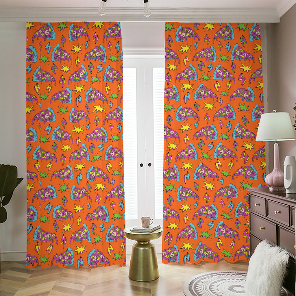 Trippy Pizza Pattern Print Blackout Pencil Pleat Curtains