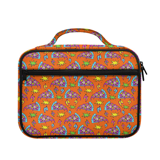 Trippy Pizza Pattern Print Briefcase Bible Bag