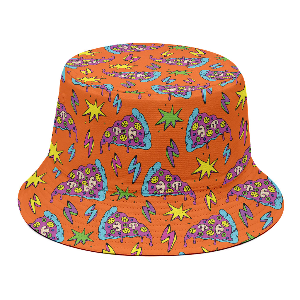 Trippy Pizza Pattern Print Bucket Hat