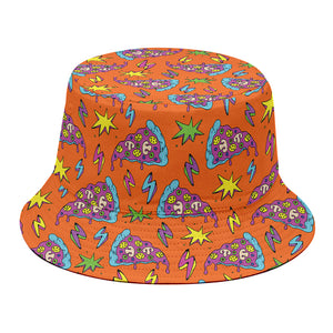 Trippy Pizza Pattern Print Bucket Hat