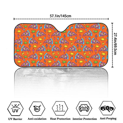 Trippy Pizza Pattern Print Car Windshield Sun Shade