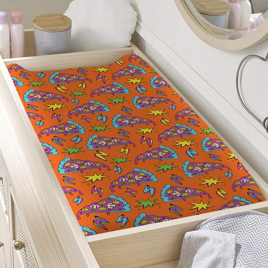 Trippy Pizza Pattern Print Changing Pad Cover