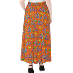 Trippy Pizza Pattern Print Chiffon Maxi Skirt