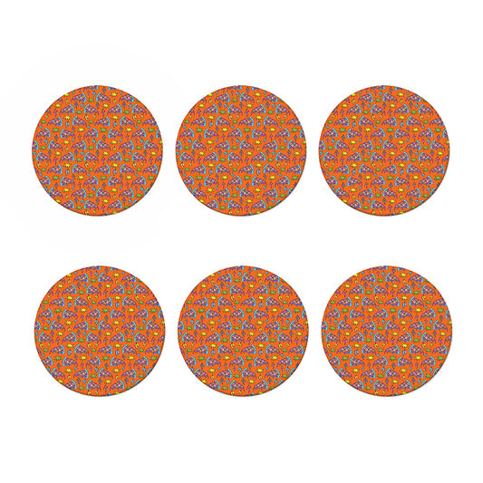 Trippy Pizza Pattern Print Coaster Set