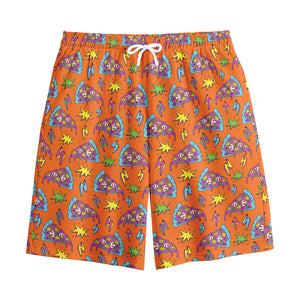 Trippy Pizza Pattern Print Cotton Shorts