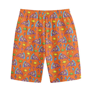 Trippy Pizza Pattern Print Cotton Shorts