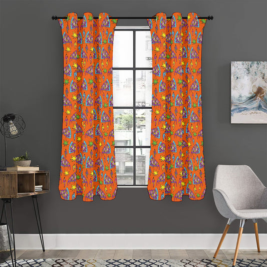Trippy Pizza Pattern Print Curtain