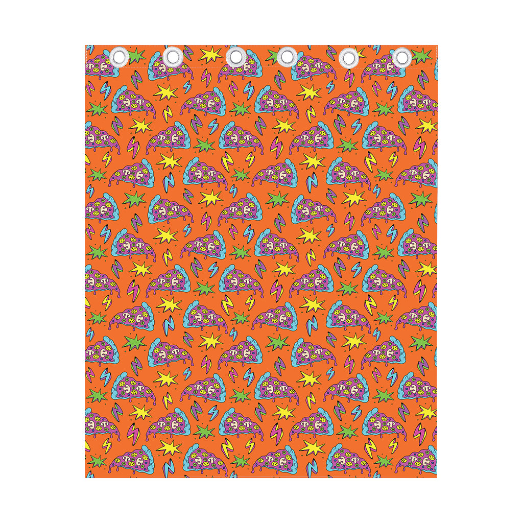 Trippy Pizza Pattern Print Curtain