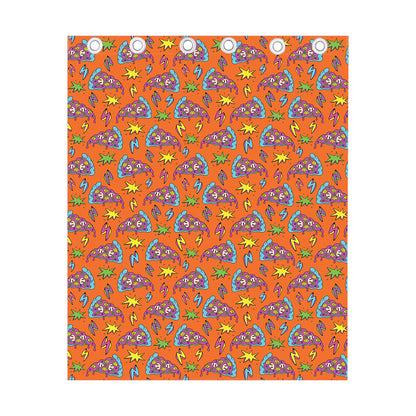 Trippy Pizza Pattern Print Curtain