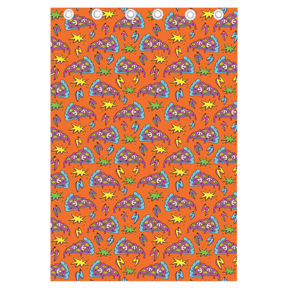 Trippy Pizza Pattern Print Curtain