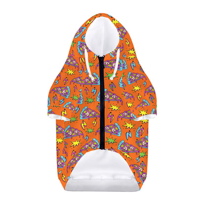 Trippy Pizza Pattern Print Dog Zip Up Hoodie