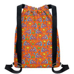 Trippy Pizza Pattern Print Drawstring Backpack