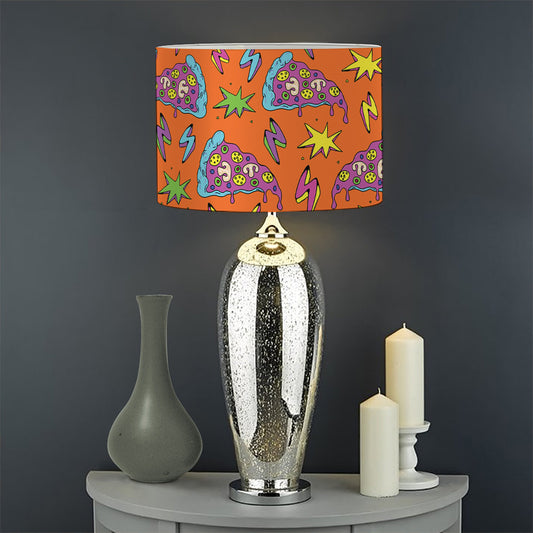 Trippy Pizza Pattern Print Drum Lamp Shade